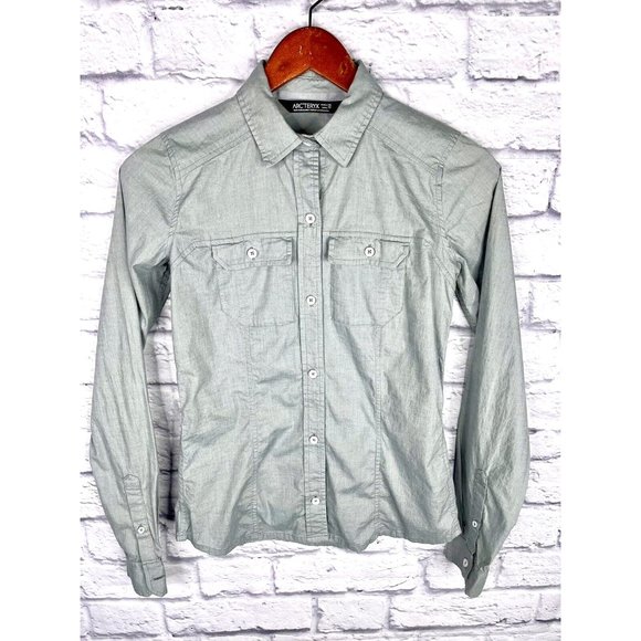 Gray Button-Up Women's Top - Picture 1 of 6